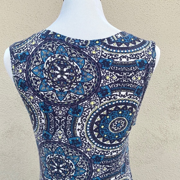 FREE PEOPLE DRESS bodycon FLORAL print sleeveless stretch blue gray tank tube M - Picture 8 of 10